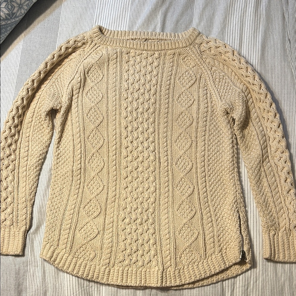 L.L. Bean Women's Cream Cable Knit Sweater